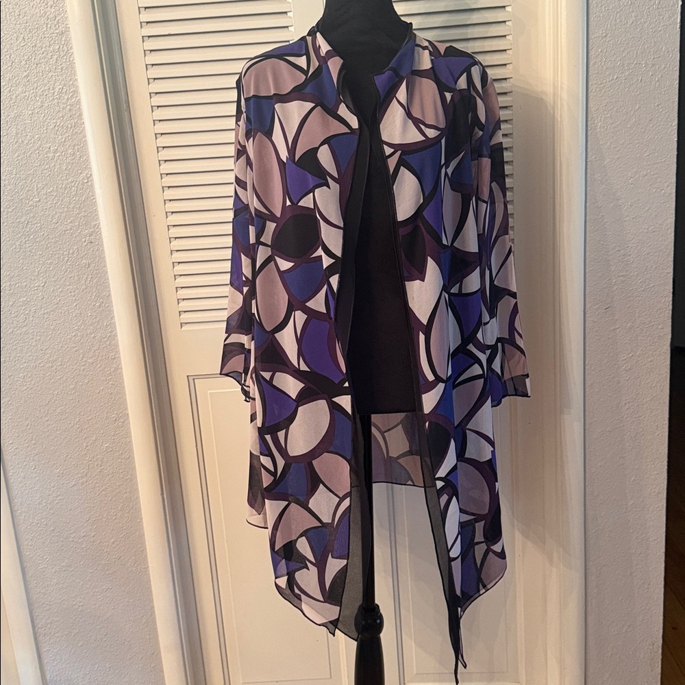Anne Klein Black Sheer Cape Jacket